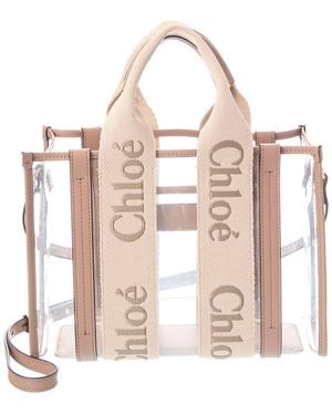 Chloé Woody Small Vinyl & Leather Tote - Natural