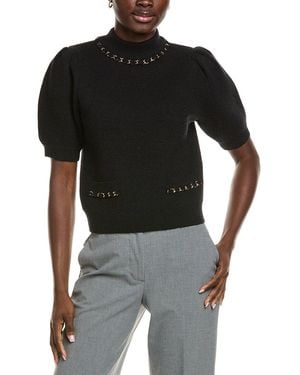 Endless Rose Puff Chain Detailed Top - Black