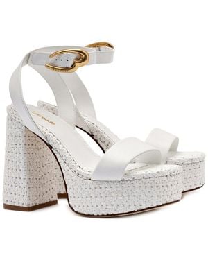 Larroude Larroudé Dolly Verona Raffia & Leather Sandal - White