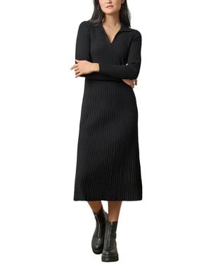 Lilla P Slim Fit Long Sleeve Rib Henley Dress - Black