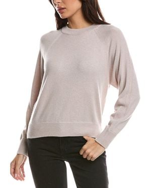Forte Rib Trim 100% Cashmere Sweatshirt - Gray