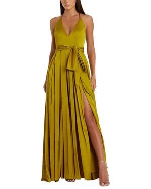 Mac Duggal Halter Neck Charmeuse Gown - Yellow