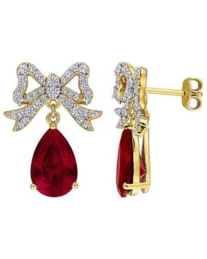 Rina Limor Plated 9.00 Ct. Tw. Lab-Grown Gemstone Earrings - White
