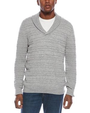 Kier + J Shawl Collar Fancy Stitch Wool & Cashmere-Blend Pullover - Grey