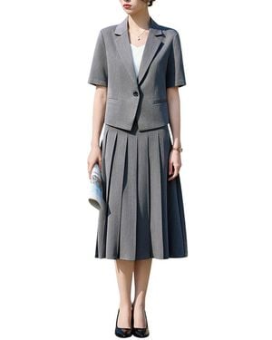 Bossy Chic 2Pc Blazer & Skirt Set - Blue