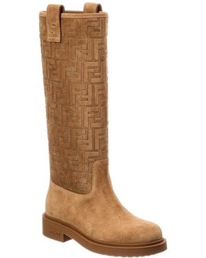 Fendi Filo Ff Suede Knee-High Boot - Brown