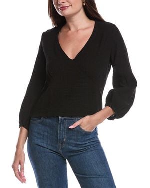 Nation Ltd Maribeth Balloon Sleeve V-Neck Top - Black