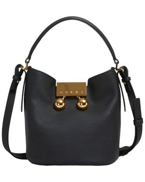 Marni Trunkaroo Leather Bucket Bag - Black