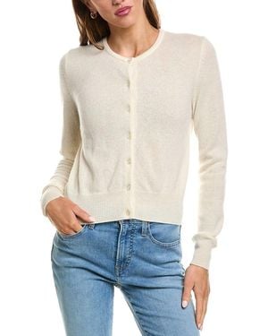 Forte Basic Cropped Button 100% Cashmere Cardigan - White