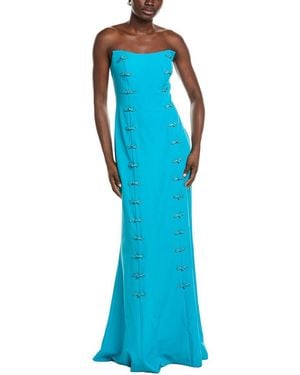 Rene Ruiz Strapless Scoop Neck Column Gown - Blue