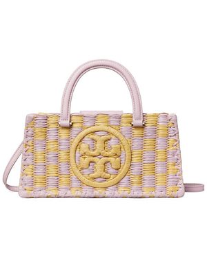 Tory Burch Ella Hand-Crocheted Leather Chequered Tote - Metallic