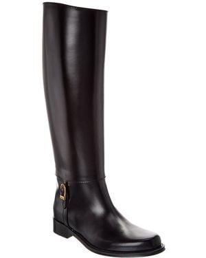 Saint Laurent Julia Leather Knee-High Boot - Black
