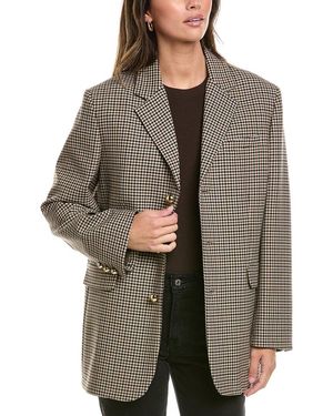 FRAME The Houndstooth Wool-Blend Blazer - Grey