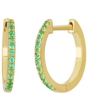 Bony Levy El Mar 18K 0.14 Ct. Tw. 26 Emerald Hoop Earrings - Metallic