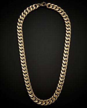 Italian Gold 14k Semi-solid Curb Link Necklace - Black