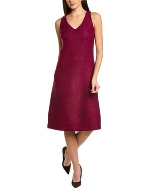 St. John Tonal Tweed Wool-Blend Dress - Red