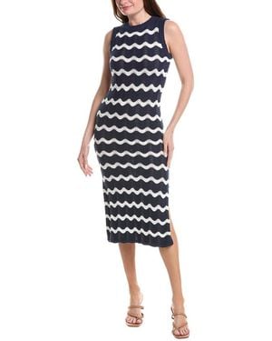 Isla Freya Wave Pointelle Stripe Dress - Blue