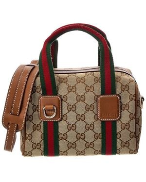 Gucci Gg Web Supreme Mini Canvas Shoulder Bag - Brown