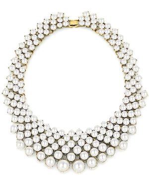 Eye Candy LA Luxe Collection Glass Pearl Emma Collar Statement Necklace - Metallic