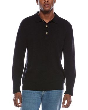 Kier + J Mixed Stitch Wool & Cashmere-Blend Polo Jumper - Black