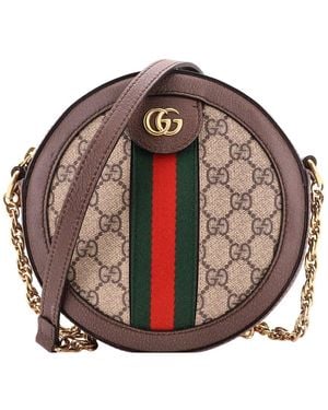 Gucci Gg Coated Canvas Ophidia Round Shoulder Bag Mini (Authentic Pre- Loved) - Brown