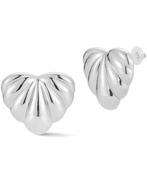 Glaze Jewelry Plated Puffed Heart Earrings - Metallic
