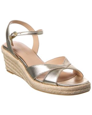 Stuart Weitzman Miami Espadrille Leather Wedge - Metallic
