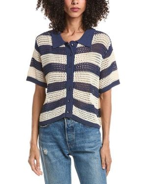 ANNA KAY Mesh Polo Cardigan - Blue