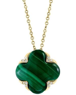 Effy Fine Jewelry 14K 7.75 Ct. Tw. Diamond & Malachite Necklace - Green