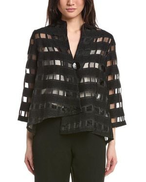 Joseph Ribkoff Checked Mesh Cover-Up Top - Black
