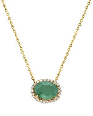 Forever Creations USA Inc. Forever Creations 14k 1.27 Ct. Tw. Diamond & Emerald Halo Necklace - Metallic