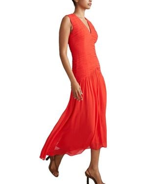 Reiss Saffy Ruched Bodycon Dress - Red