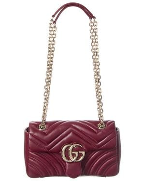 Gucci Gg Marmont Small Leather Shoulder Bag - Red
