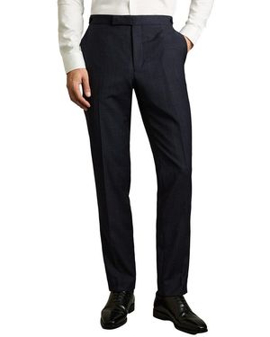 Reiss Hatch Wool-Blend Formal Trouser - Blue