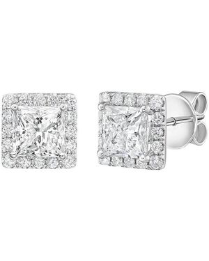 Diana M. Jewels 14K 15.00 Ct. Tw. Lab-Grown Diamond Halo Earrings - Metallic
