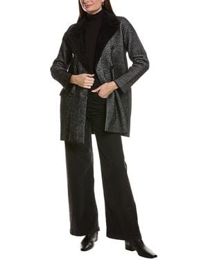NVLT Mid-Length Double Breasted Chevron Blazer Coat - Black