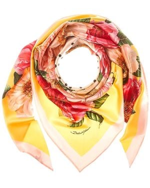 Dolce & Gabbana Foulard Print Silk Scarf - Orange