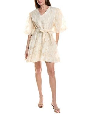 Beulah London Short Sleeve Mini Dress - Natural