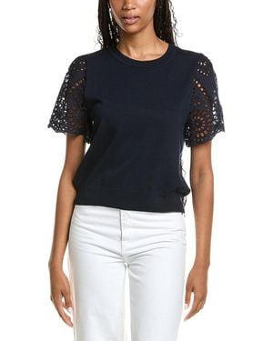 Nanette Lepore Eyelet Sleeve Blouse - Black