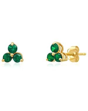 MaxColor 14K 0.30 Ct. Tw. Lab-Grown Emerald Studs - Green