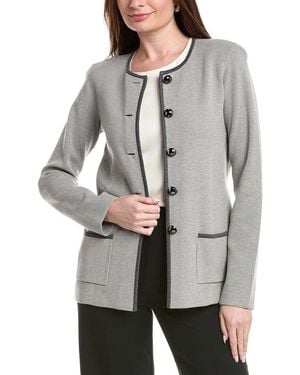 St. John Crewneck Spectator Jacket - Grey