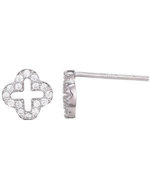 Adornia Cz Mini Clover Outline Stud Earrings - White