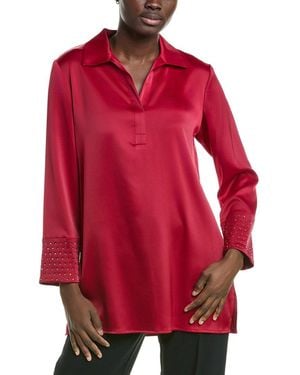 Anne Klein Montreal Satin Tunic Top - Red