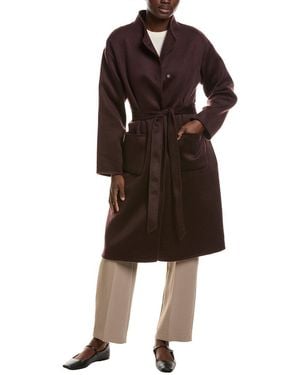 Eileen Fisher High Collar Wool Coat - Brown