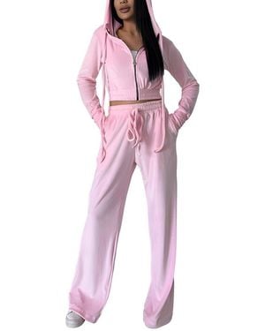Emma way 2Pc Jacket & Pant Set - Red
