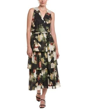 Anne Klein Surplice Tiered Midi Dress - Green