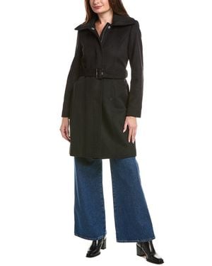 Sam Edelman Asymmetrical Wool-Blend Trench Coat - Blue