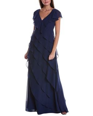 Teri Jon Georgette Gown - Blue