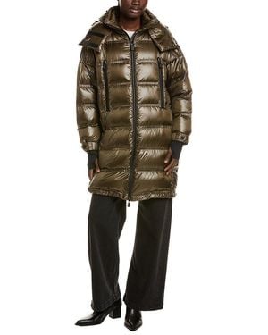 Moncler Rochelairs Hooded Long Down Coat - Green