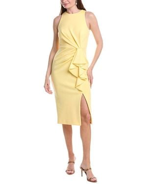 Adrianna Papell Draped Stretch Sheath Dress - Yellow